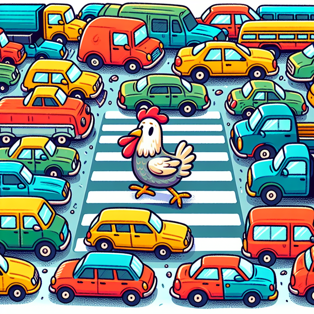 Chicken crossing road
